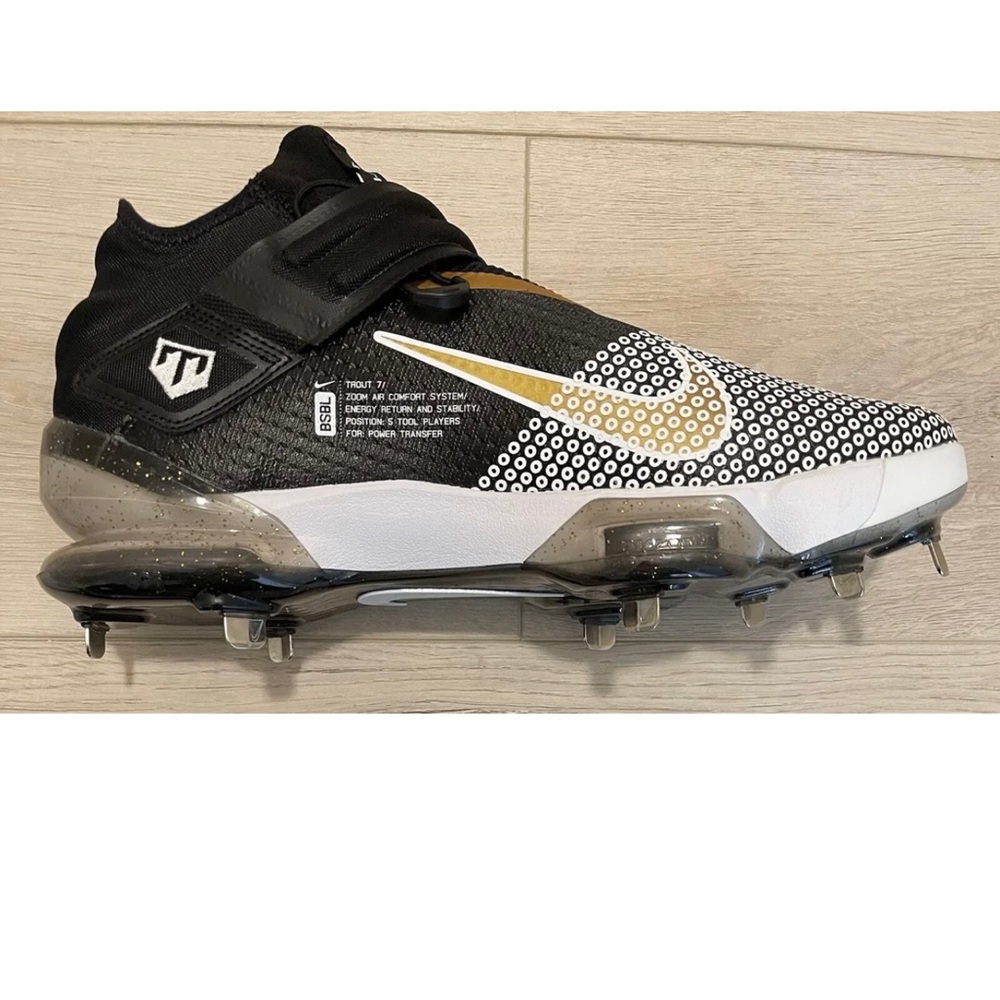 NEW Nike Force Zoom Trout 7 Baseball Cleats Black Gold White Size 12.5 - Picture 2 of 8